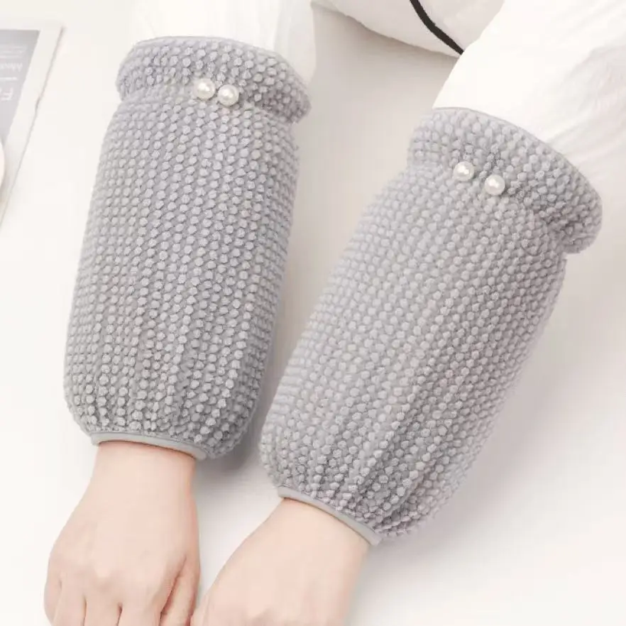 Winter Short Pearl Sleeve Covers for Women, Anti‑Dirty Stain Resistant Oversleeves, Work Study Arm Protectors for Down Jacket