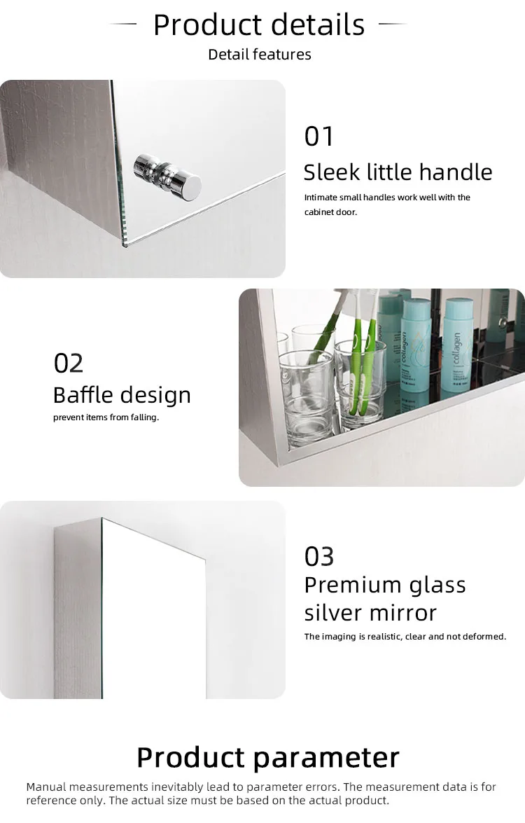 Stainless steel, wall-mounted bathroom cabinet with mirror - Image 6