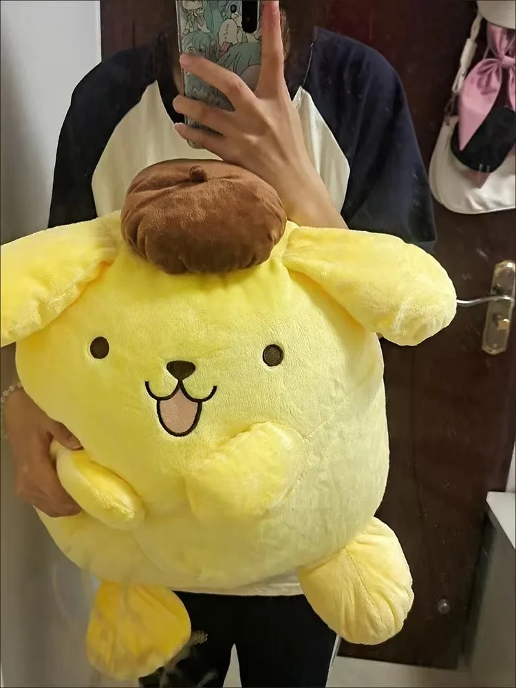 Cute Sanrio Pompompurin Plush Dolls Office Nap Stuffed Pillow Squint Pom Purin Plushie Doll Soft Stuffed Animal Room Decor Gift