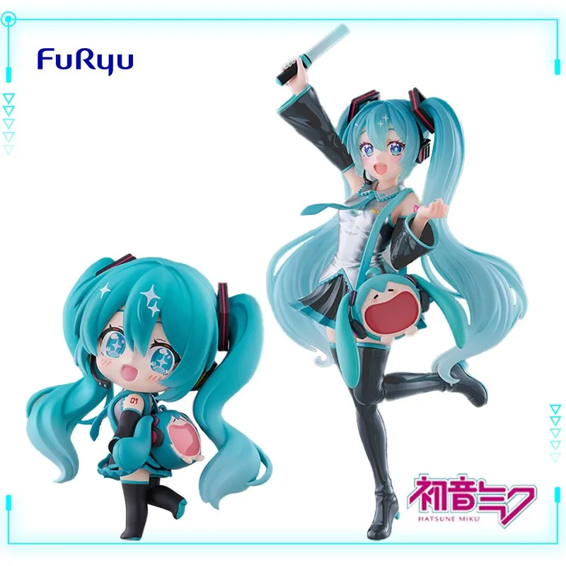 

FuRyu Original Genuine TENITOL Vocaloid Singer Hatsune Miku UWA Fluffy and Cute Smile Bag Mini Collection Model Toy Figures Gift
