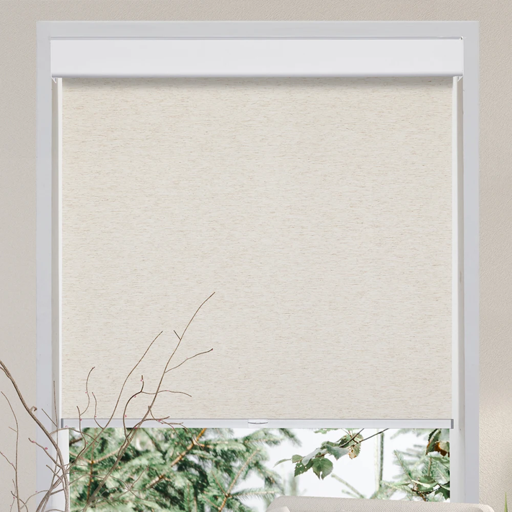 Persilux Cordless Roller Blinds  Natural Woven Fabric Light Filtering Window Treatmens for Windows