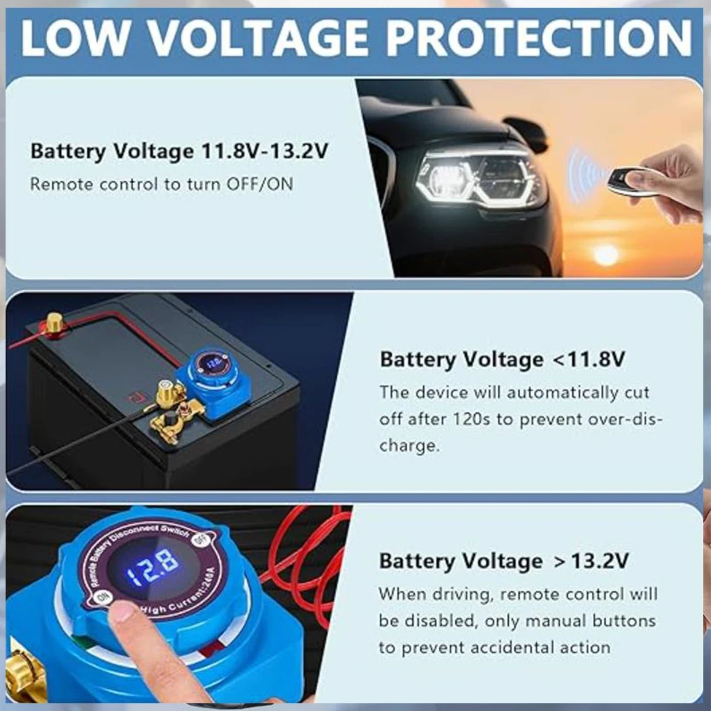 Remote Battery Disconnect Switch Performance Pure Copper Pillars Low Power Consumption 12V Vehicles Including Trucks