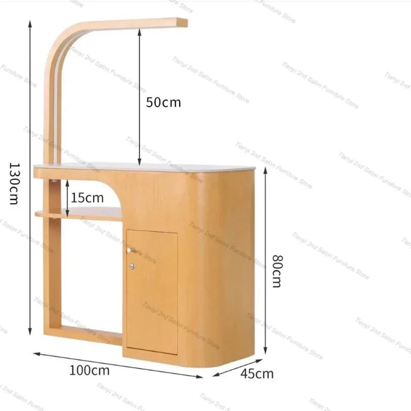 日本の木製マニキュアテーブル,モダンな多機能収納,レセプションテーブル,レトロなシンプルなサロン家具