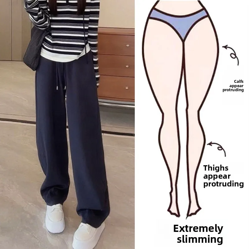 

Спортивные брюки с высокой талией, свободного кроя, для женщин больших размеров, широкие штанины, удобные, дышащие, повседневные, модные.