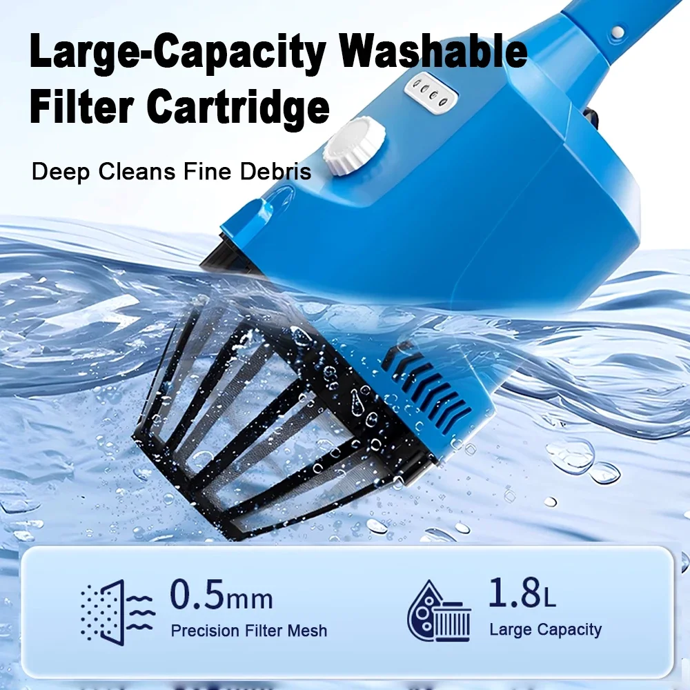Cordless Pool Vacuum Cleaner Backyard Cleaning Machine for Algae And Dirt Removal Lightweight Portable Pool Sweeper