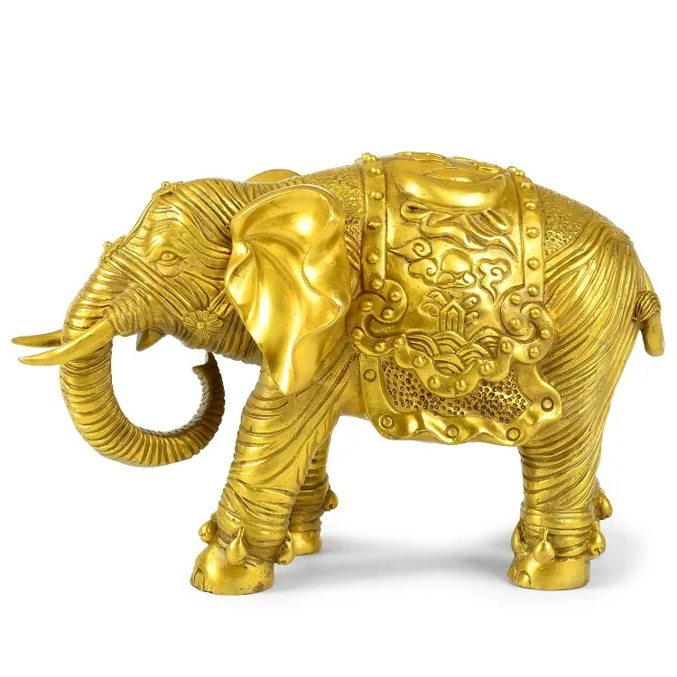 TOP GOOD OFFICE HOME Protection auspicious Talisman Money Drawing Thailand Elephant bronze statue-33 CM LONG