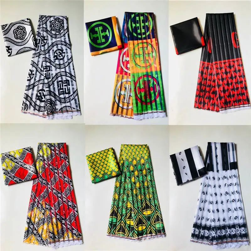 6 Yards/lot New Arrivals African Fabric Organza Satin Silk Fabric High Quality Printed Satin Fabric For Party Dress.