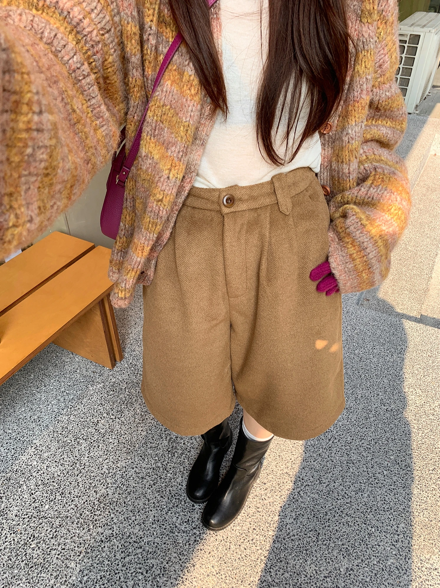 

Женские повседневные брюки Hi Hi Dry Cup в винтажном корейском стиле, модные, из тонкой шерсти, средней длины, с пятиконечным декором, костюмные брюки