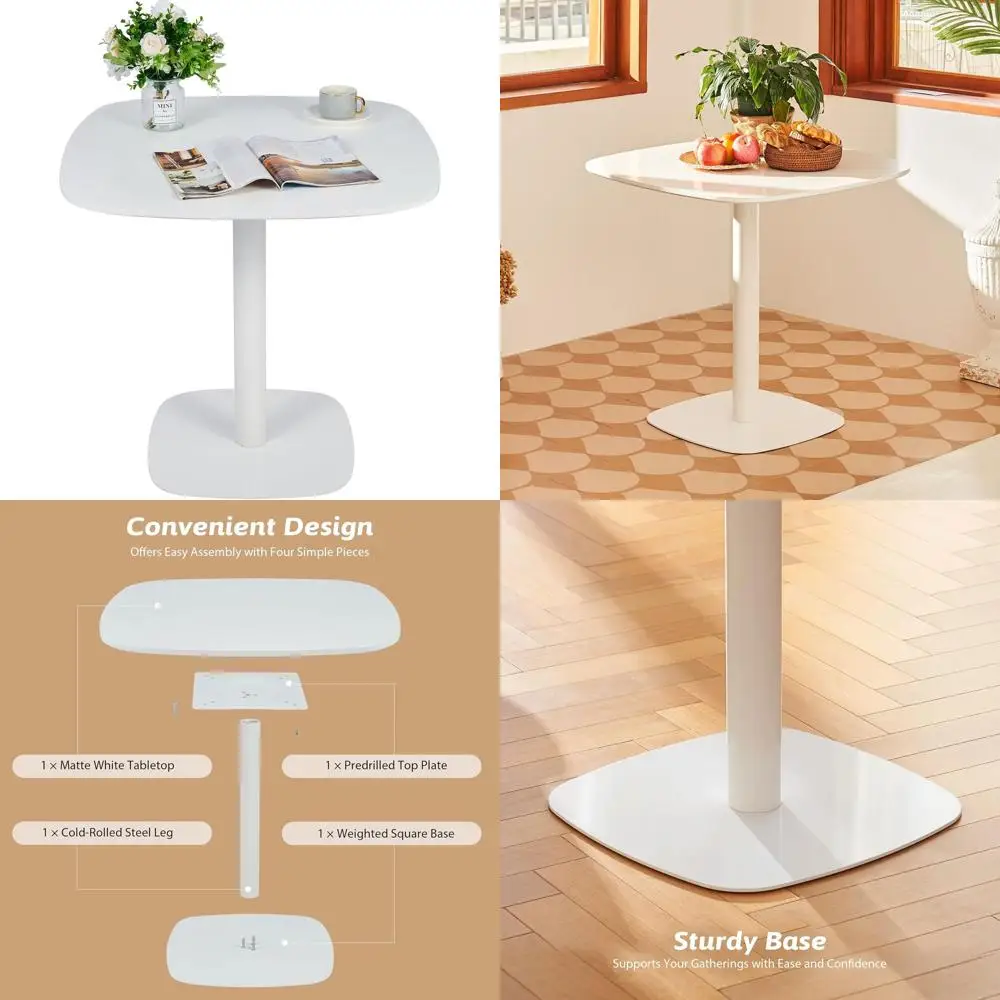 

White Century-Style 32 Pedestal Dining Table, Seats 2-4, 220lb Capacity