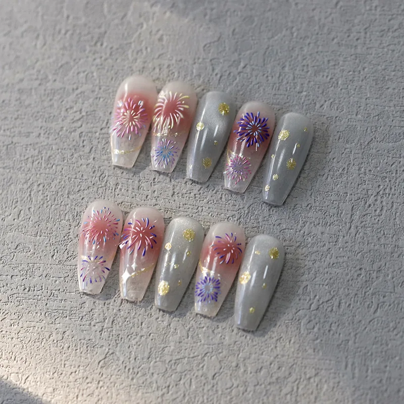 Colored Fireworks Stars 5D Soft Embossed Reliefs Self Adhesive Nail Art Stickers Sparkling Brilliant Colorful 3D Manicure Decals