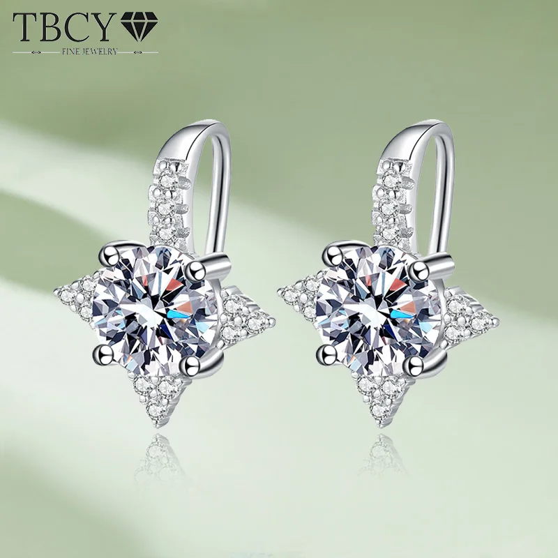 TBCYD 2cttw D Color Round Cut Moissanite Earrings For Women S925 Silver Diamond Ear Hooks Sparkling Party Jewelry Christmas Gift