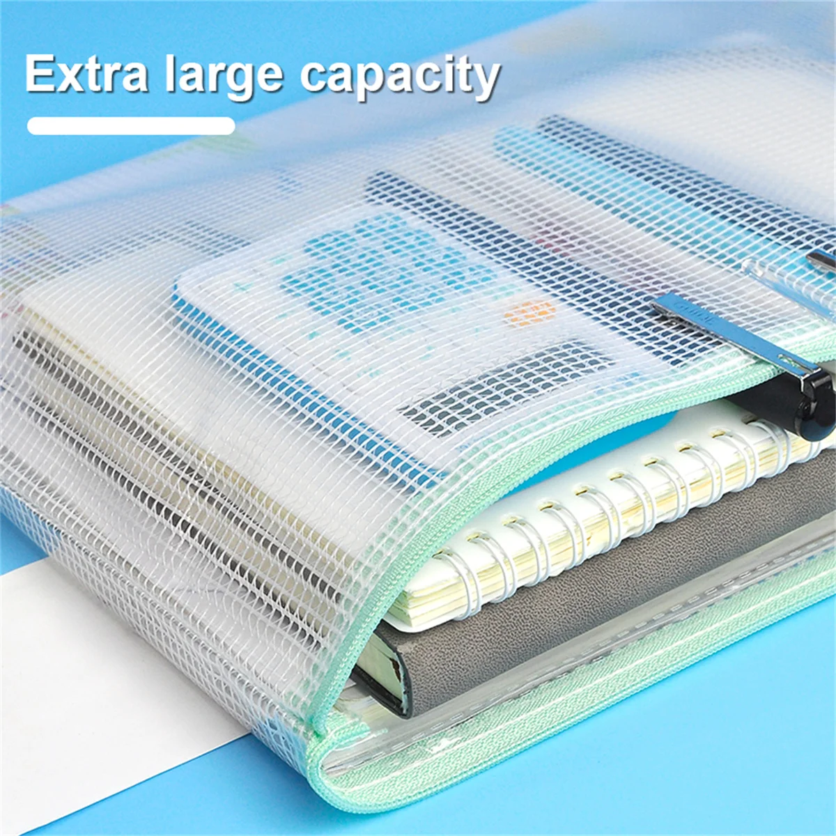 5pcs A4 Zippered File Bag, Storage Bag, Waterproof Transparent Study Bag, A4 Transparent Storage Bag, File Data Storage Bag-PE