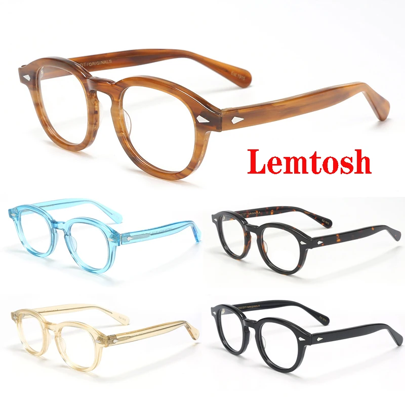 Optical Eyeglasses Frame Men Women Johnny Depp LEMTOSH Vintage Glasses Computer Acetate Spectacle Frame For Male Clear Lens