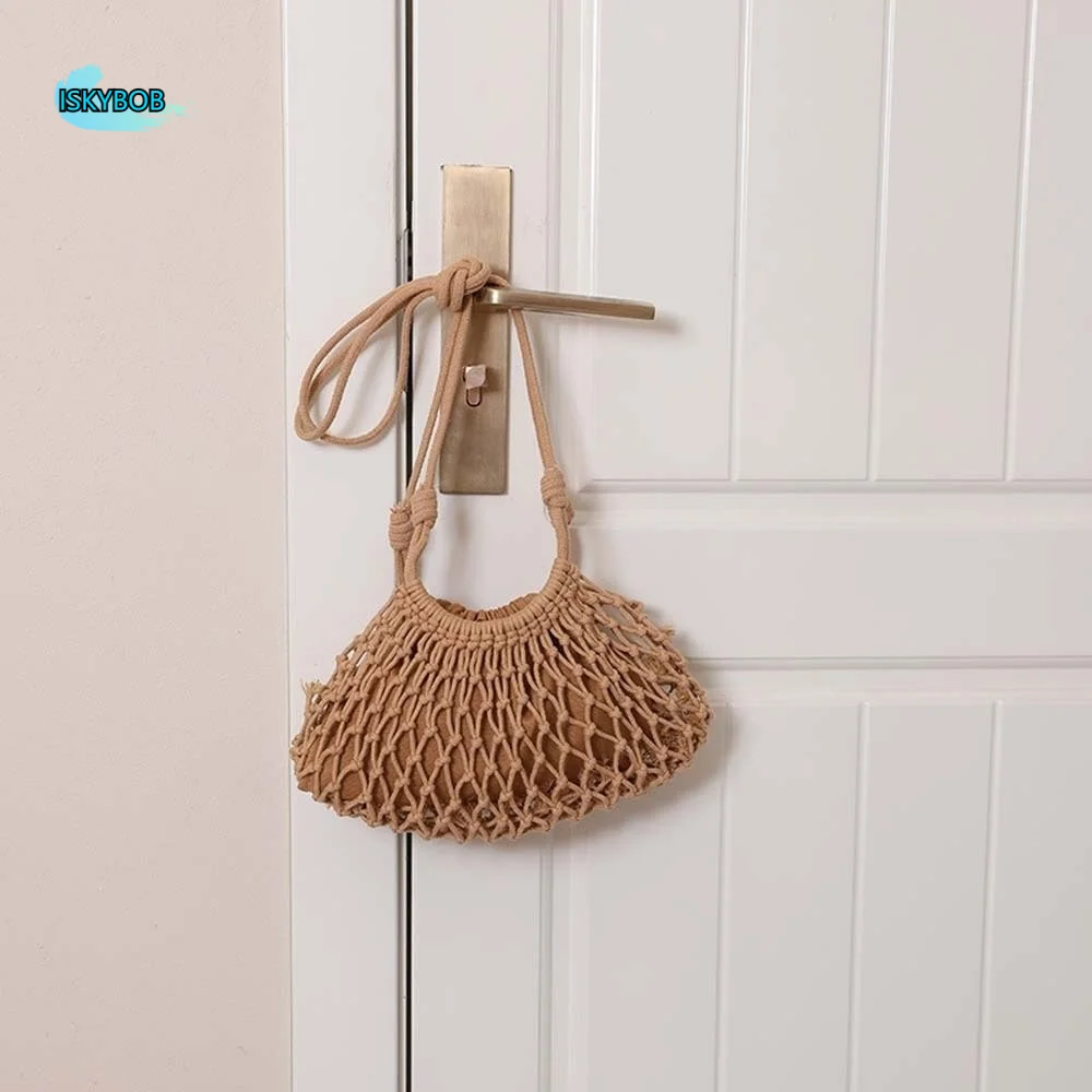 

Large Capacity Crochet Shoulder Pouch Lightweight Small Pouch Yarn Woven Crossbody Bag Handbag Adjustable Strap