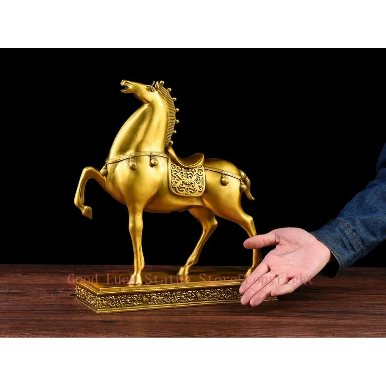 

HOT SALE LARGE- Business Money Drawing Talisman House Protection -Home office FENG SHUI KAI GUANG Golden copper horse statue