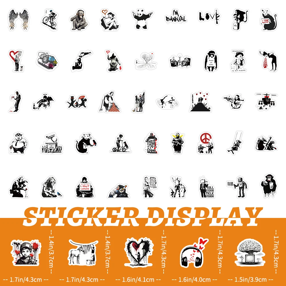 10/30/50/100pcs Cartoon Banksy Street Art Graffiti Stickers Decals Kids Toys Notebook Laptop Phone Notebook Decoration Sticker