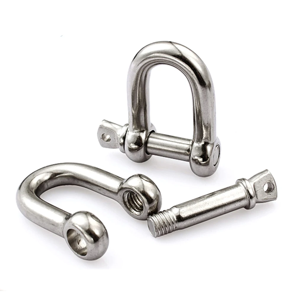 10PCS Stainless Steel U-Bolts Cable Buckle D Shaped Shackle Type U Sling Rope Screw Hook M4/M5/M6/M8 for Secure Fastening