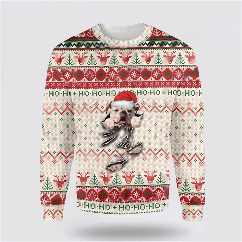 New Animal Dogs Graphic Ugly Christmas Sweater Fashion Pet Cat Dog Sweatshirts For Men Clothing Xmas Boy Gift Pullovers Tops 6XL