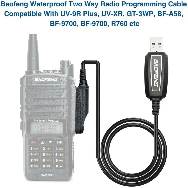 Baofeng Walkie Talkie USB Programming Cable Cord Cd for UV-9R Pro BF-9700 UV-9R Plus BF-A58 UV-5S GT-3WP R760 UV-82WP view 2