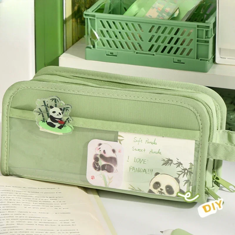 Kawaii Panda Pencil Case 4 Layers Ultra-large Capacity Pen Bags Pouch Box for Kids Stationery School Organizer Supplies