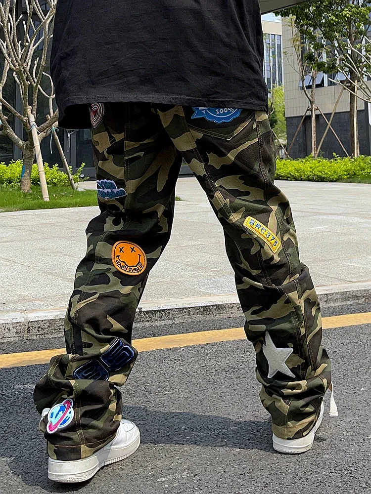 

Camo Pants Baggy Jeans Hip Hop Trousers for Men Oversize Cargo Streetwear Denim Y2k Man Trendyol Woman Casual Green Men's