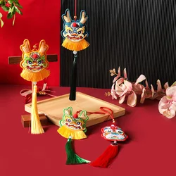 Chinese Tradition Handmade Embroidered Dragon Year Fragrant Bag Ornaments Tassel Design Car Pendant 2024 Chinese New Year Gift