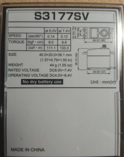 Servo digital de alto tensão e alto torque FUTABA S3177SV (S3470SV atualizado) Servidor HV