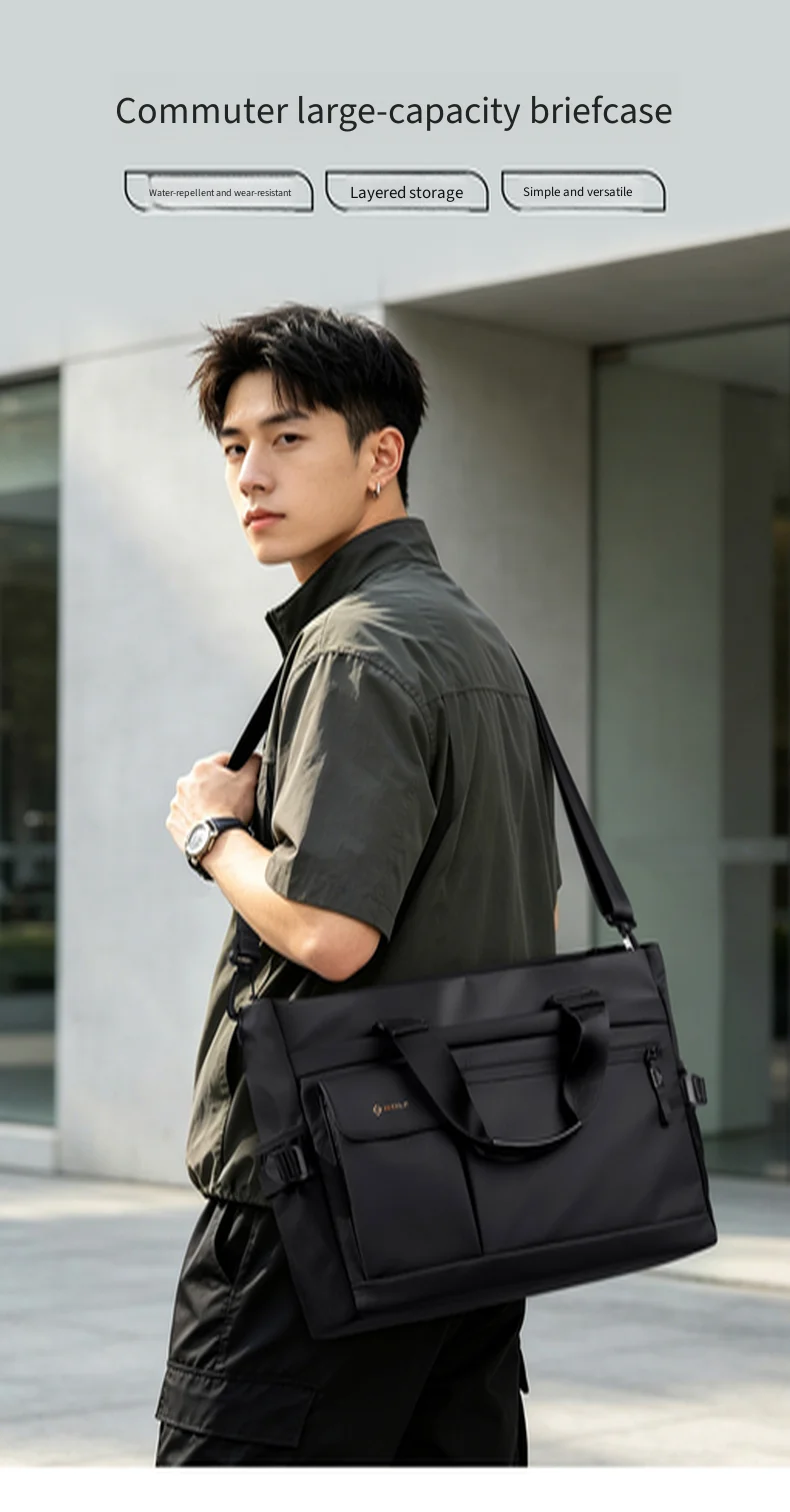 GOLF QUALITY Large Capacity Men's Briefcase 15.6" Business Travel Laptop Bag Casual Handheld File Multi-functional Office Bag