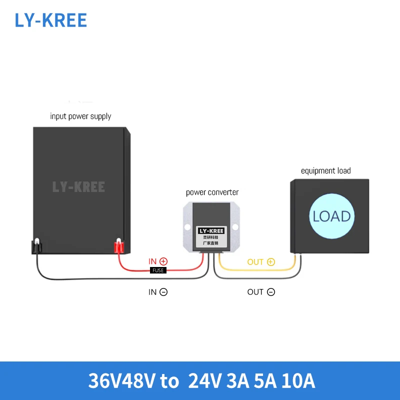 LY-KREE 36V 48V to 24V 3A 5A 10A DC power converter 36V to 24V car step-down module transformer waterproof