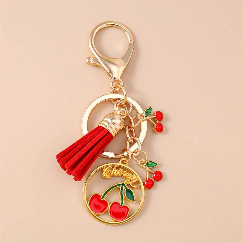 Niedliche Frucht-Quasten-Schlüsselanhänger, Kirsch- und Durian-Anhänger, Schlüsselringe für Frauen und Männer, Autoschlüssel, Handtaschen-Schlüsselanhänger, Accessoires, DIY-Schmuckgeschenke – Detail 9