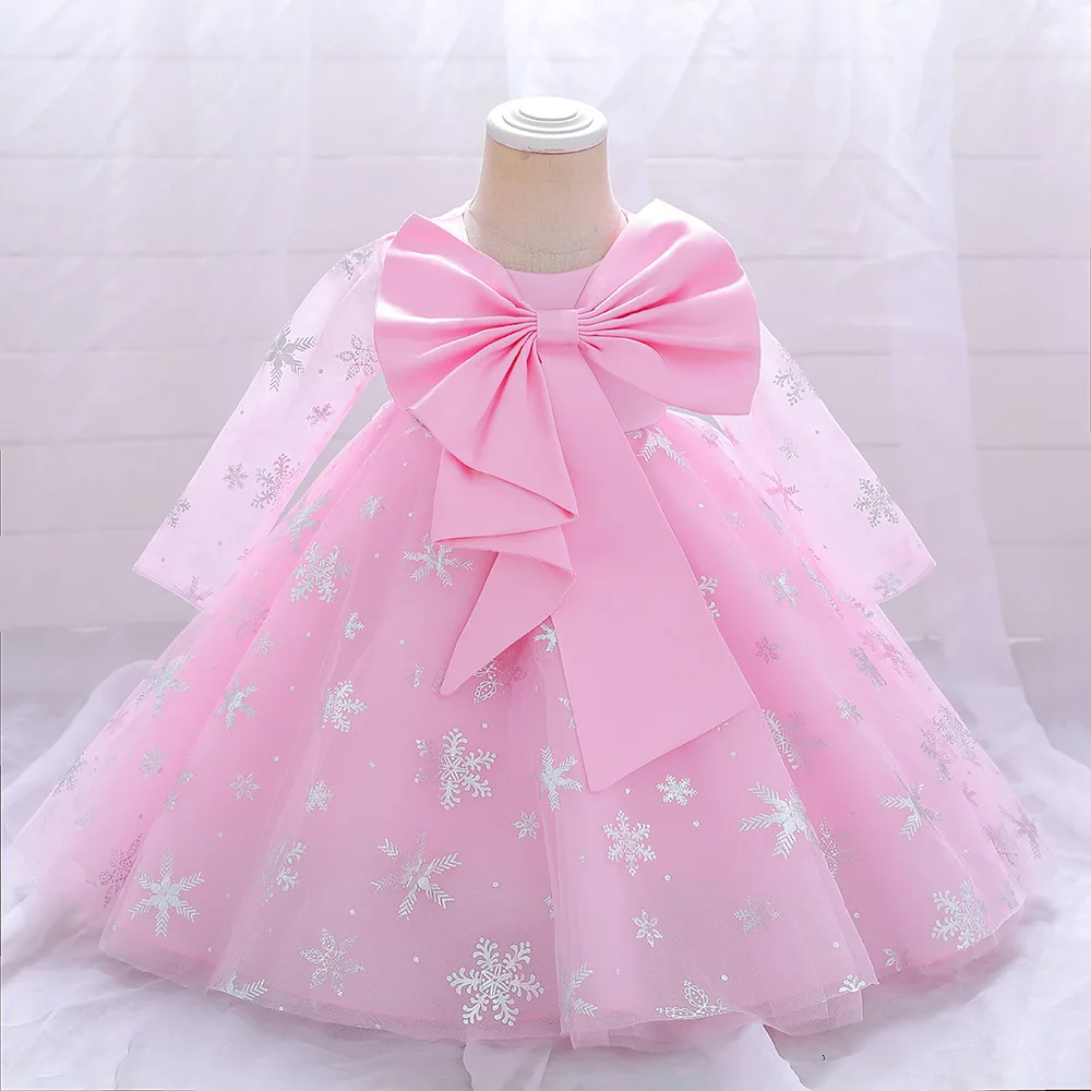 Girls Party Dresses Children Birthday Dress Wedding Big Bow Christmas Performance Ball Gown Vestidos 2 Colors 70cm-120cm