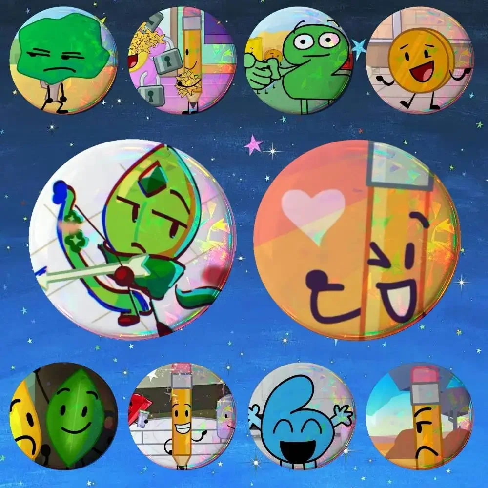 Hot Game BFDI Leafy Pencil One Two Icons Badges Creative Funny Cartoon Meme Brooch DIY Bag Shirt Decor Enamel Pins Accessories
