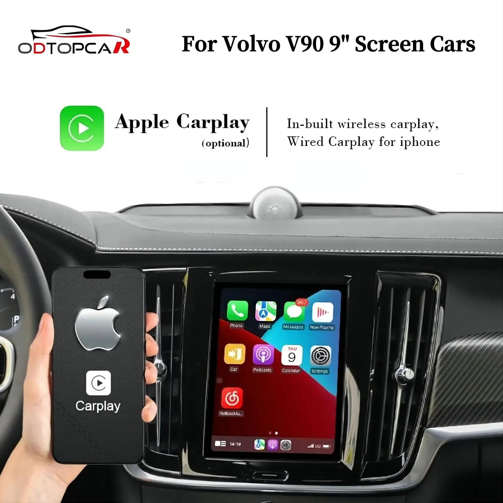 

Apple Carplay Wireless Adapter for Volvo V90 Upgrade Full Screen Android Auto 9 inch Touch Screen Android 13 System Car Ai Box