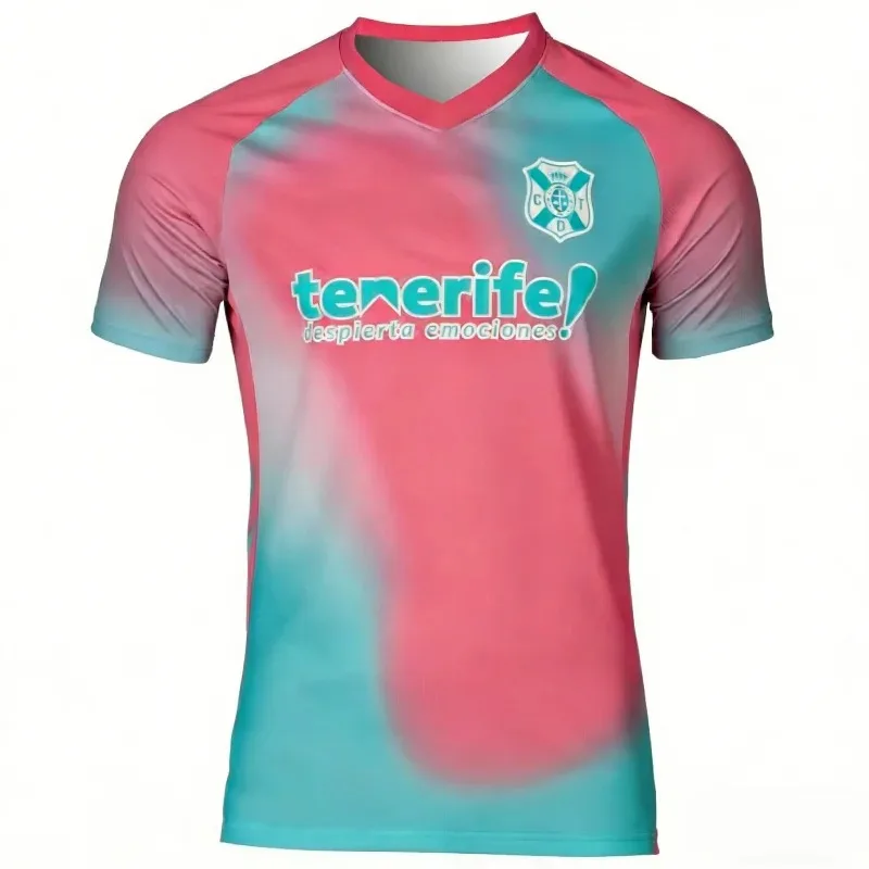 Camiseta Masculina de Treino de Futebol 2026 Tenerife Home, Secagem Rápida, Respirável, Esportiva de Verão, Tamanho 6XL