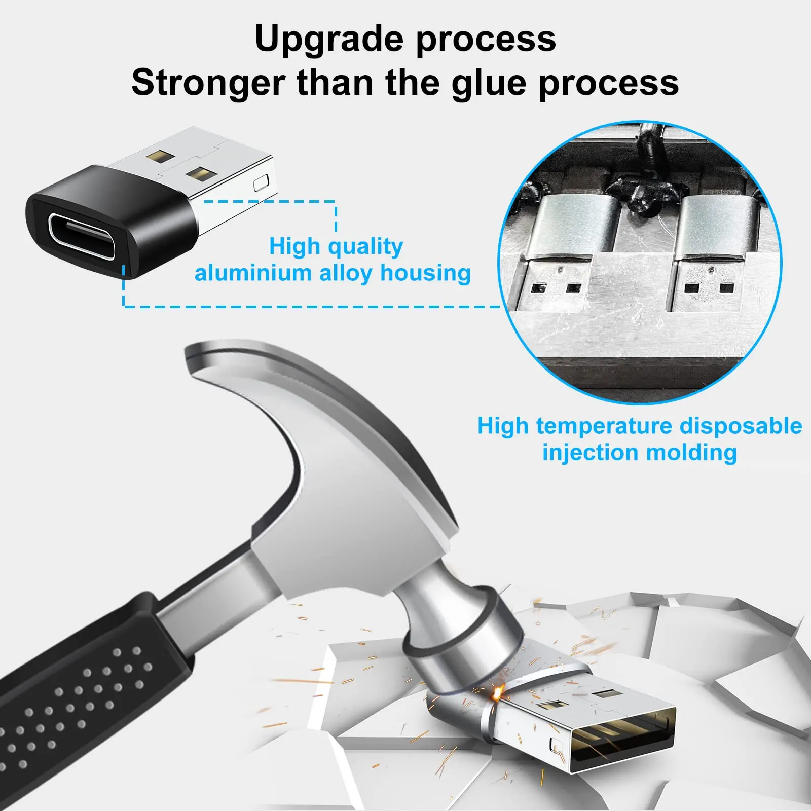 محول USB من النوع C 8 عبوات، محول USB إلى USB C، محول محول USB من النوع A ذكر أنثى OTG، موصل كابل الشاحن