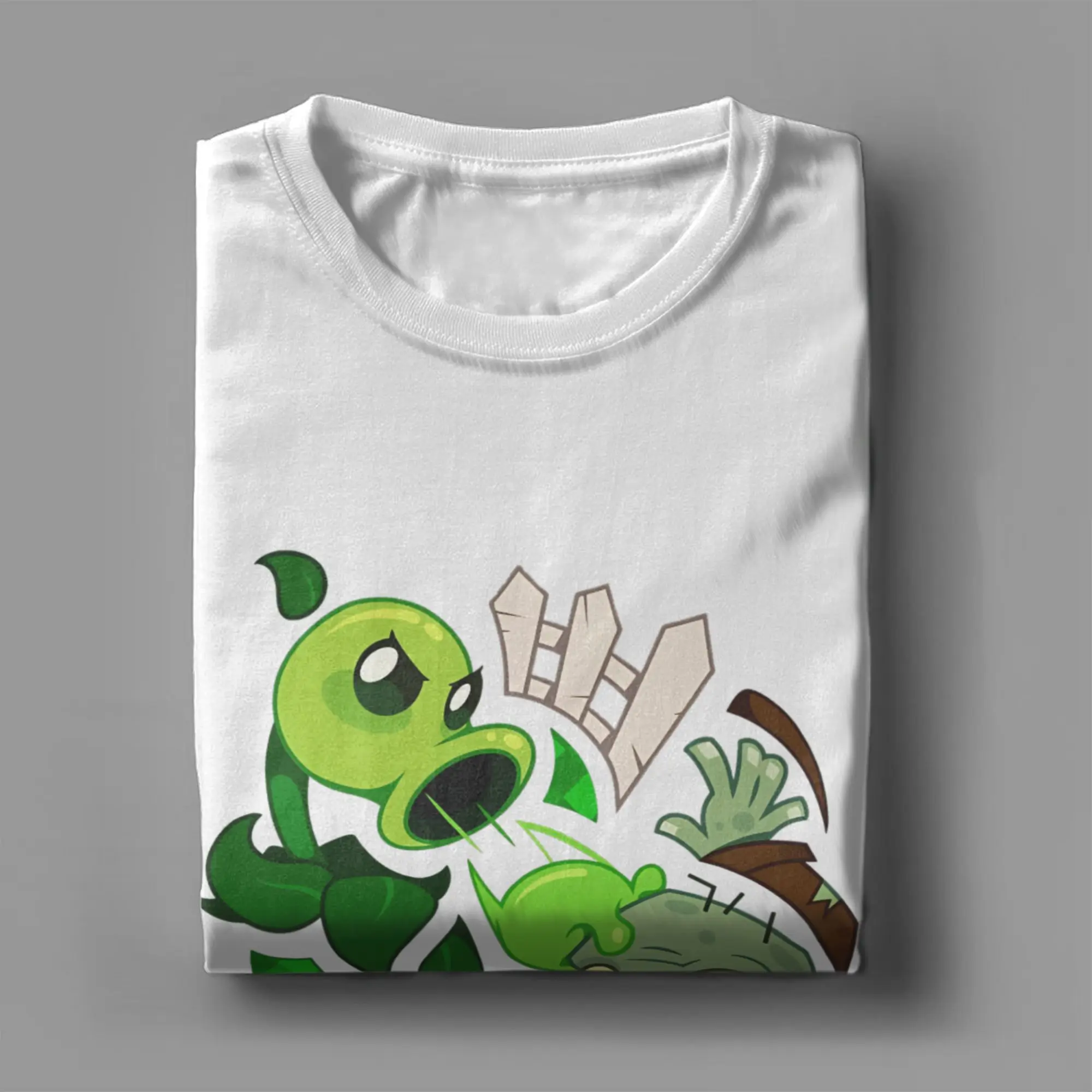 تي شيرت رجالي النباتات مقابل الزومبي البازلاء Peashooter مذهلة القطن الخالص تيز قصيرة الأكمام PVZ تي شيرت الجولة الرقبة بلايز هدية فكرة