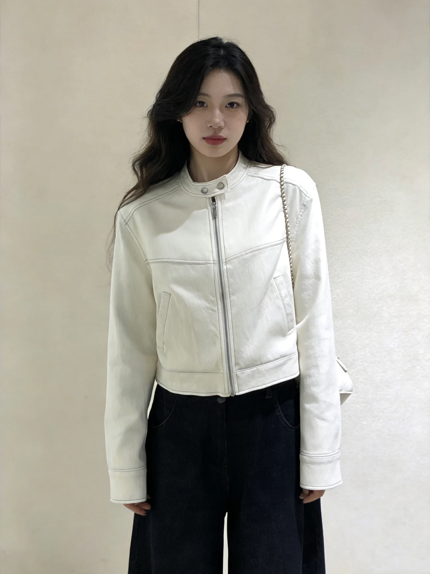 

Korean Sle Simple White Stand Collar Jaet Women's Casual ort Coat Spring Small Size Open Cardigan Outerwear