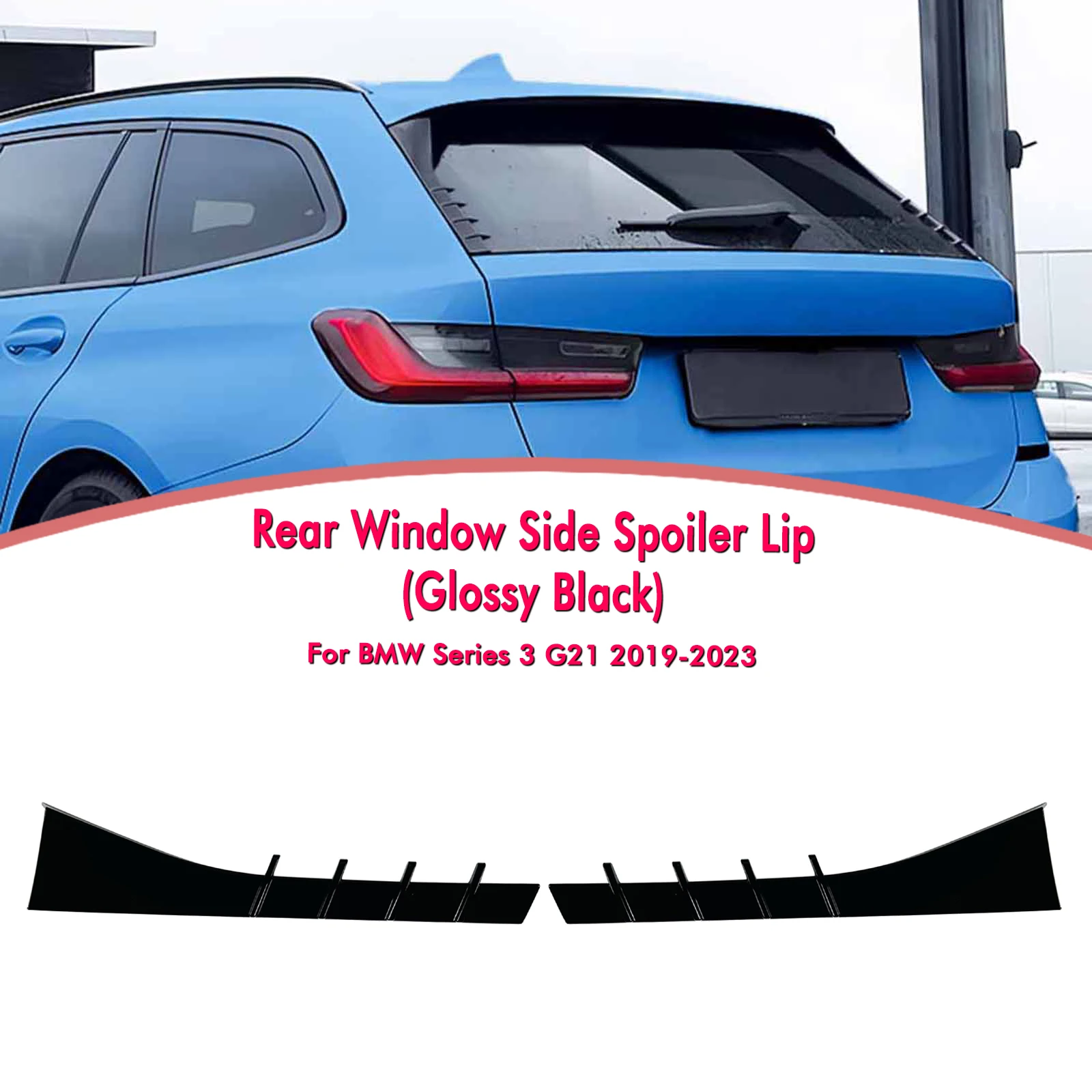 

Rear Window Side Spoiler Lip Wing For BMW 3 Series G21 2019-2024 Wagon Touring Carbon Fiber Look/Gloss Black Tail Splitter Trim