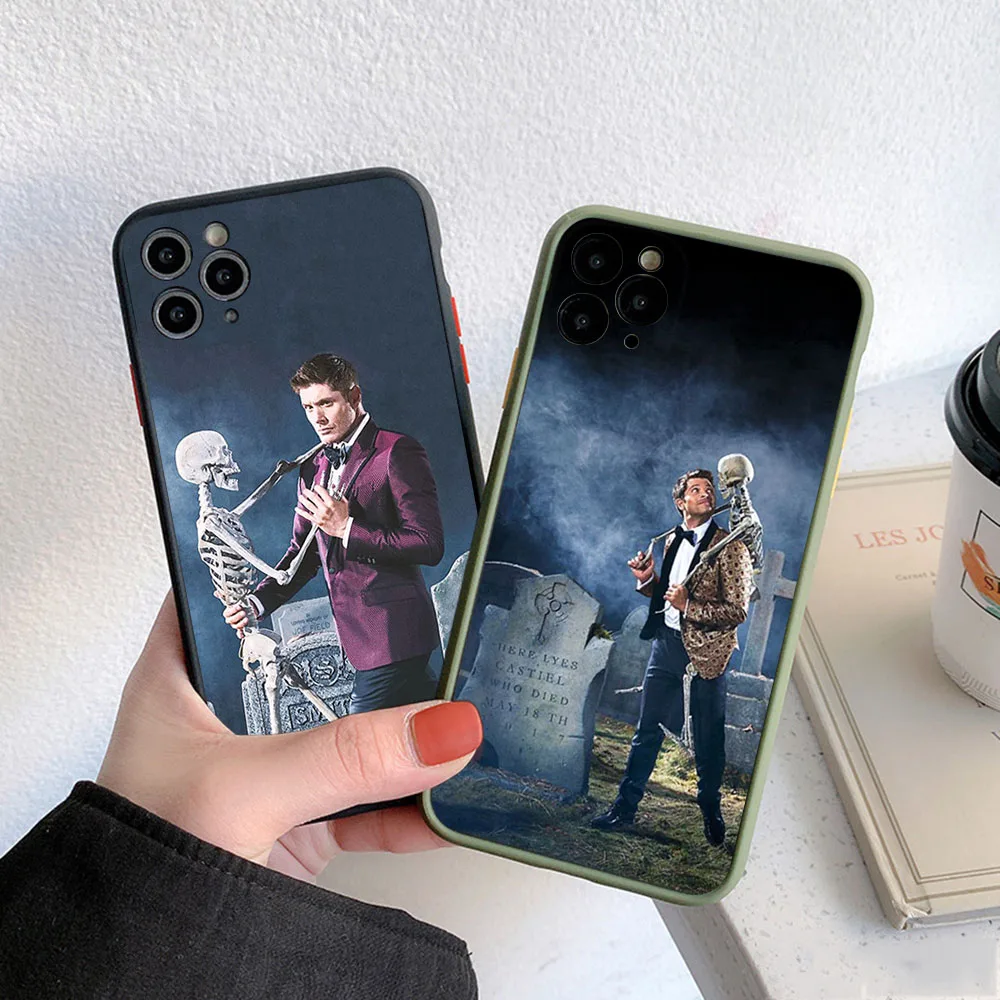 Skin Feel Translucent Phone Case For iPhone 16 Pro Max 15 14 13 12 11 7 8 Plus SE Mini XR Castiel Supernatural Frosted Cover