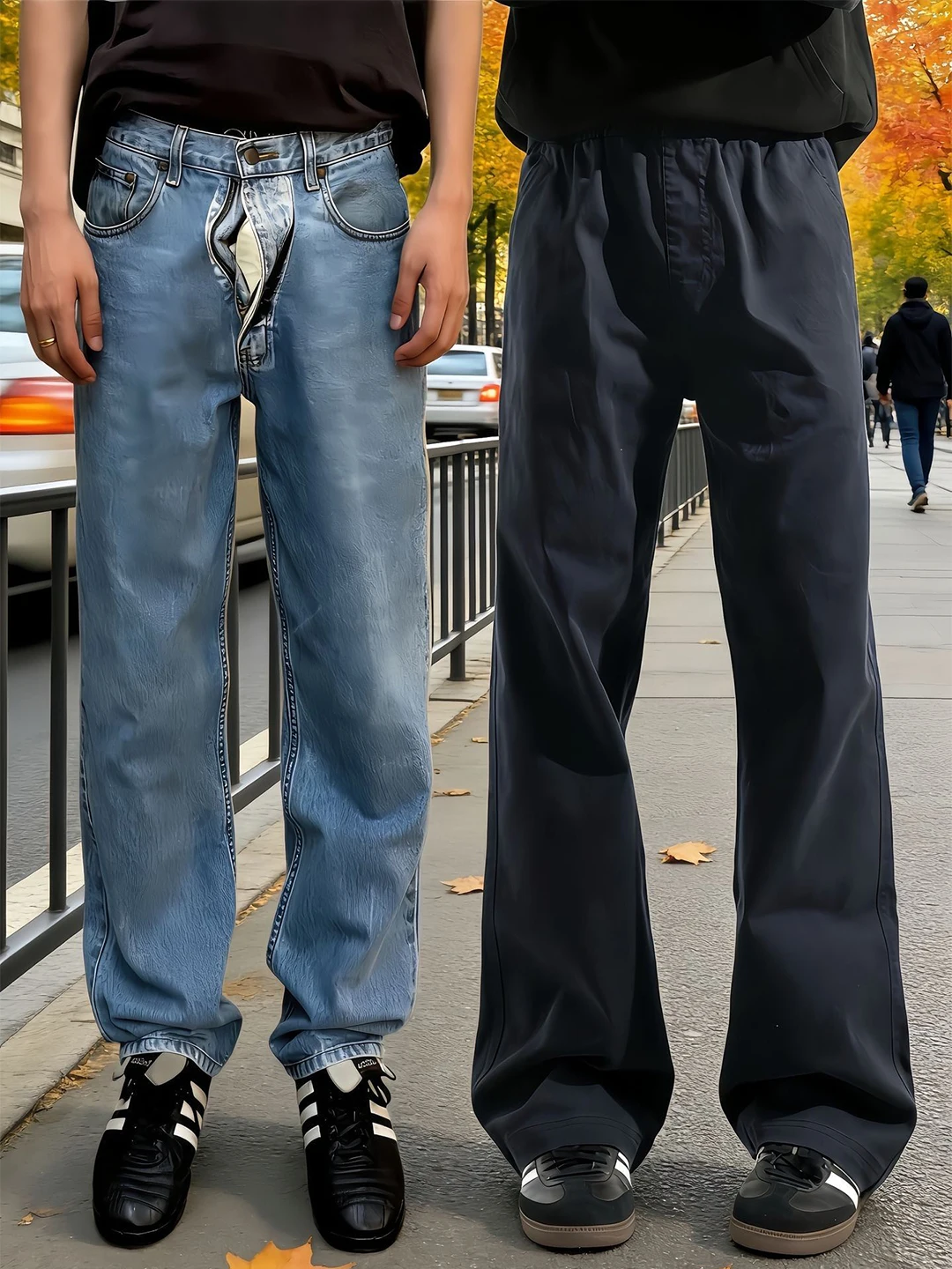 

Blue Workwear Jeans Men's American High Street Casual Straight Leg Pants Knife Lift Waist Popular Youth Loose Fit Jeans