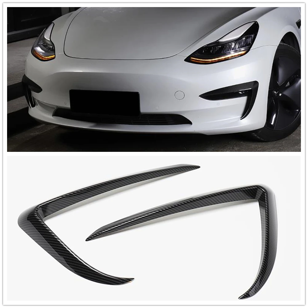 

Fog Light Lamp Eyebrow Cover Trim For Tesla Model 3 2017 2018 2019 2020 2021-2023 Carbon Fiber Front Bumper Side Eyelid Spoiler