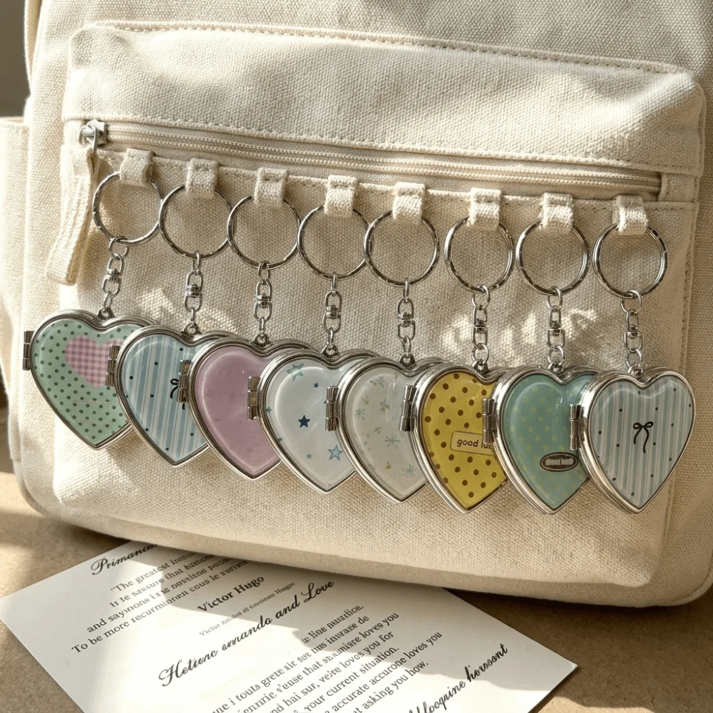 Durable Acrylic Panel Keychain Heart Shaped Split Key Ring Keychain Pendant Alloy Hardware Cute Ins Style Key Ring Couple Gift