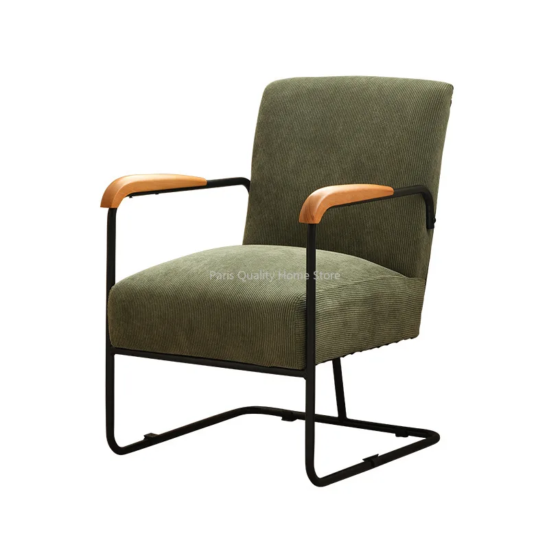 Sofá individual nórdico, pequeño apartamento, sala de estar, silla de ocio, pana Retro, dormitorio, sofá de hierro
