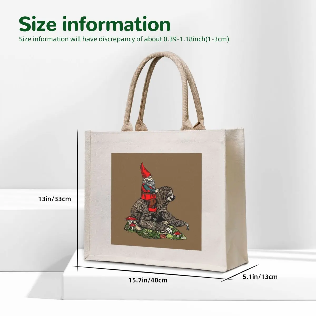 Gnome Riding a Sloth Tote Bag Canvas stote bag tote bag luxury women eco pack