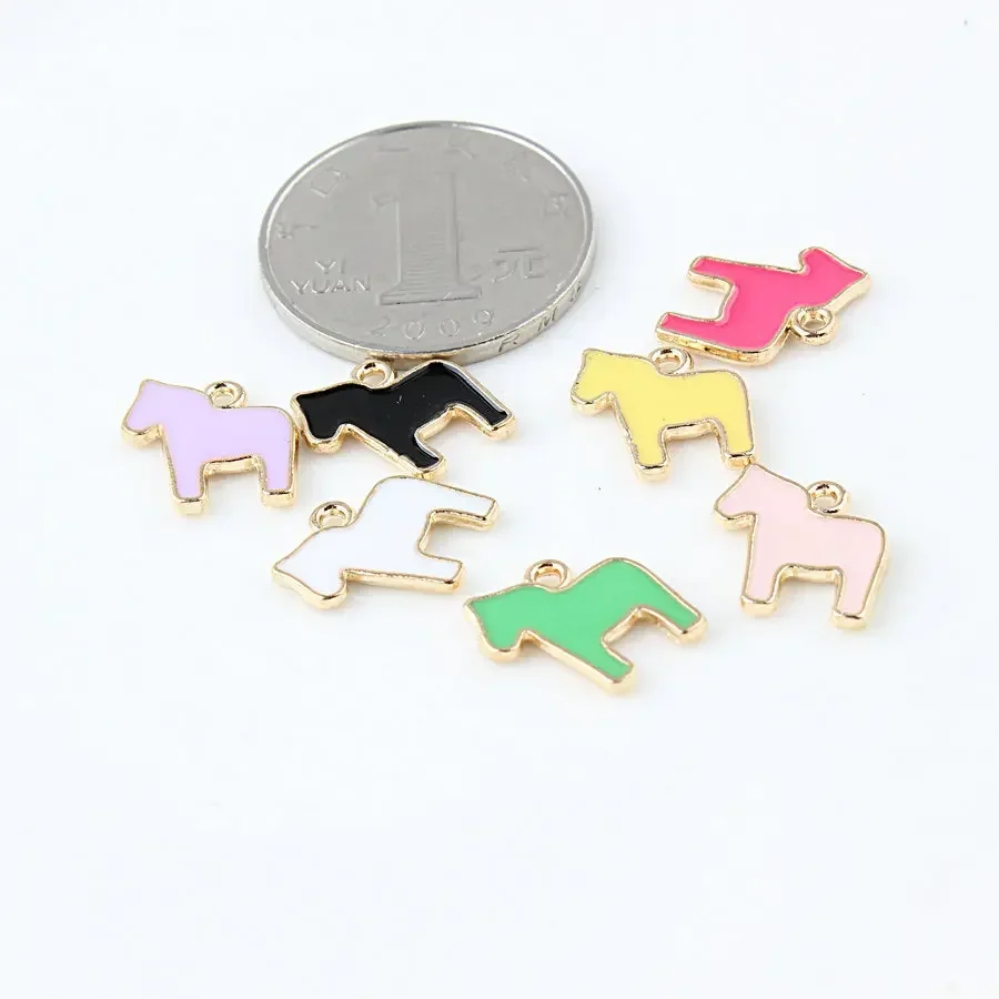 10pcs 13*13mm Coloured Horse Charms for Jewelry Making Earring Pendant Bracelet Necklace DIY Handmade Charm