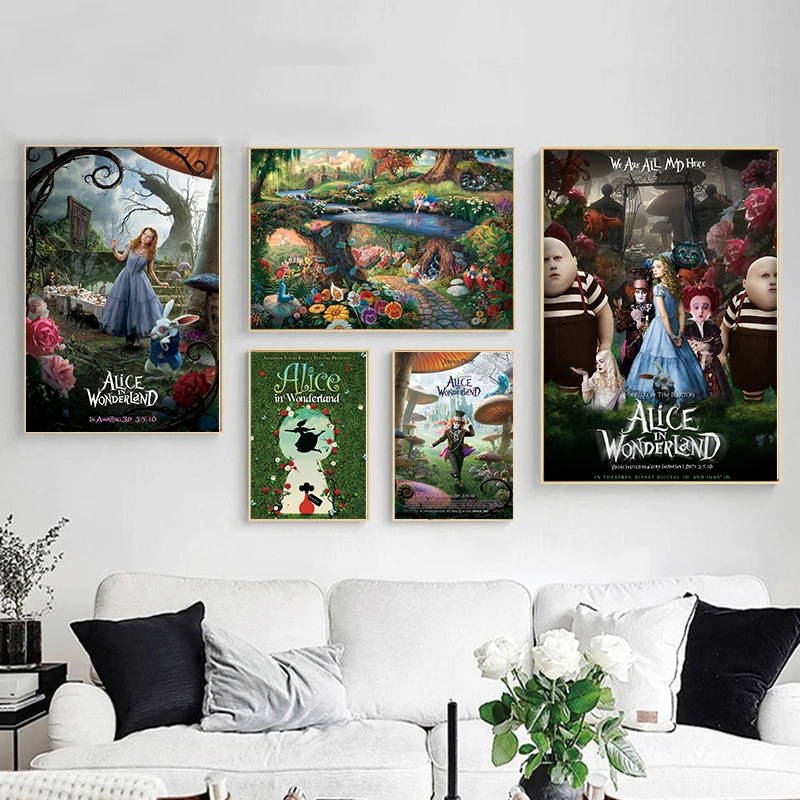 Canvas Painting Alice in Wonderland Movie Print poster Bedroom Home Decoration Modern Wall Art Oil Painting Poster Picture