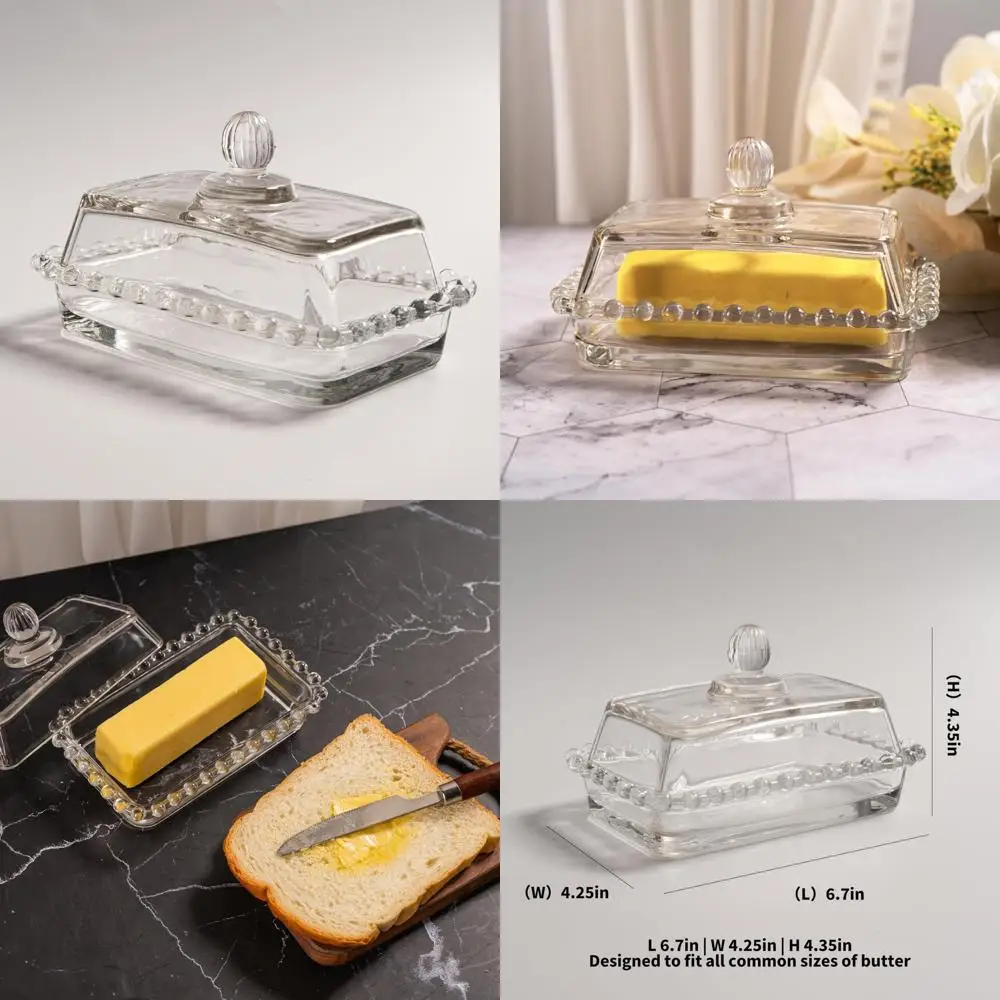 

Стеклянное блюдо для масла с крышкой для столешницы, лоток-держатель для палочек для масла с прозрачным хрустальным стеклом, контейнер для хранения масла для fr