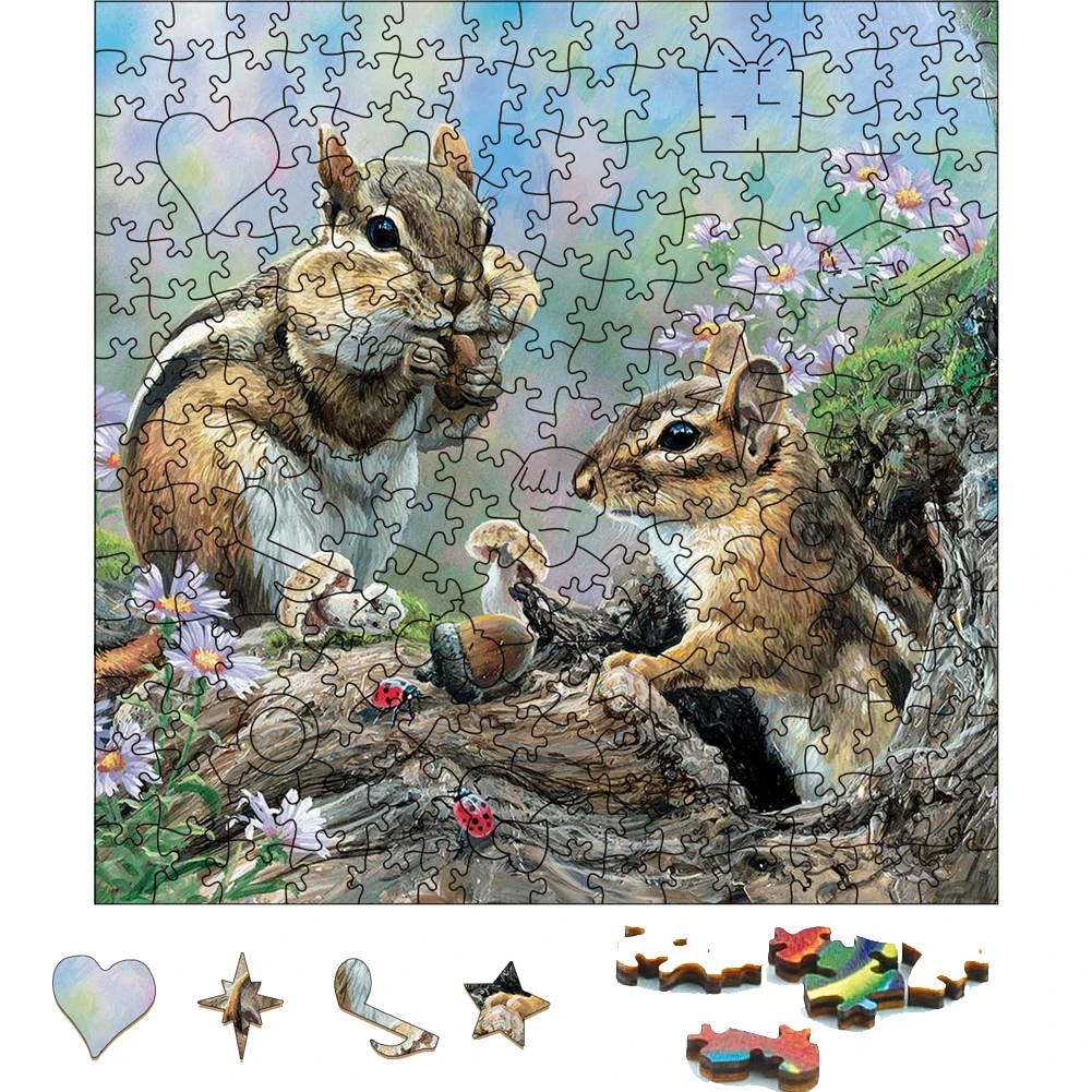 

Cute Squirrel Wooden Jigsaw Puzzle Toys For Adults Wood Puzzles Home Decoration Board Game Wood Animal Puzzle For Children