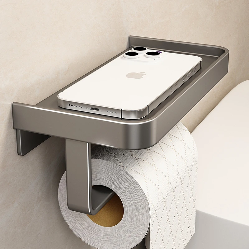 Toilet Paper Holder Wall-Mounted Aluminum Alloy Toilet Paper Holder Tissue Rack Bathroom Tissue Holder Bathroom Accessories