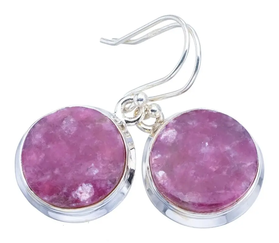 

StarGems® Natural Lepidolite Handmade 925 Sterling Silver Earrings 1.25" F6427